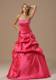 Hot Coral Red Evening Dress With Appliques Decorate Bust