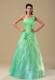 Cheap Apple Green Hand Flowers and Ruched Evening Dress