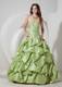 2013 Appliques Yellow Green Strapless Evening Dress