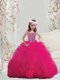 Lovely Spaghetti Hot Pink Mini Quinceanera Dress with Beading and Ruffles