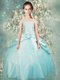 Popular Straps Beaded Mini Quinceanera Dress in Aqua Blue