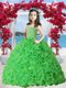 Spring Green Organza Ruffles Mini Quinceanera Dress with Beading