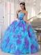 Two-toned Appliques Ruffles Sweet 15 Dresses with Handmade Flower