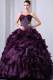 Purple A-Line / Princess Sweetheart Brush Train Organza Beading and Ruffles Quinceanea Dress