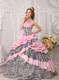 Zebra Print Pick Ups Pink Quinceanera Dresses Lace-up Back Ball Gown