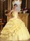 Yellow Ball Gown Floor-length Taffeta and Tulle Beading Quinceanera Dress