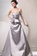 A-line Sweetheart Silver Beading and Ruching Bow Grey Wedding Dress