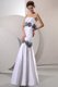 Column Strapless Floor-length Wedding Dress with Gray Hand Made Flowers
