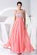 Watermelon Red Straps Floor-length Prom Evening Dress with Back Out