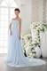 Light Blue Empire Strapless Brush Train Chiffon Beading Prom / Graduation Dress
