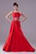 Strapless A-line Beading Decorated Red Prom Evening Dress