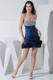New Beading and Hand Made Flowers Navy Blue Nightclub Dress