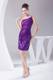 Beaded Decorate One Shoulder Purple Sequin For Nightclub Dress