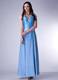 Custom Made Baby Blue V-neck Celebrity Dresses Beading Ankle-length