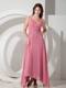 Customize Empire V-neck Beading Celebrity Dress with Ankle-length