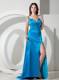 Low Price Sky Blue Sheath Straps Beading Celebrity Dresses
