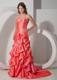 Pick-ups Bowknot Sweetheart Prom Dress Brush Train