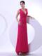 Sexy Prom Dress With Hot Pink V-neck and Ankle-length