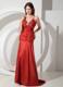 Custom Made Red Sheath Straps Ruched Celebrity Dresses