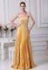 Pleat Over Skirt and Beading For Gold Prom Dress Custom Made