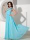 Elegant Aqua Empire One Shoulder Celebrity Dresses with Beading