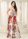 Strapless Printing Celebrity Dresses with Beaded Decorate Bust