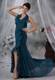 Halter High Slit Green Celebrity Dresses with Ruching and Ruffles 2013