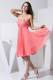 Cute Beading and Pleat Knee-length Watermelon Red 2013 Party Dresses