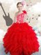 Popular Beading and Ruffles Party Girl Dress in Red