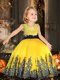Simple Scoop Tulle Yellow Party Girl Dress with Appliques and Belt