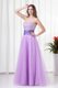 Lovely A-line Strapless Tulle Lilac Beading Evening Dress with Lace Up