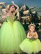 New Arrivals Beaded Really Puffy Evening Dress in Yellow Green and Classical Spaghetti Straps Little Girl Dress with Beading