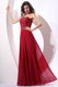Strapless Beaded Decorate Floor-length Wine Red Evening Dress