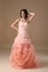Customize Strapless Rolling Flower Prom Dress in Peach Color