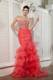 Unique Coral Red Mermaid Sweetheart Ruffles Layered Prom Dress