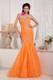 Elegant Orange Mermaid Sweetheart Beading Prom Pageant Dress