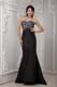 Cheap Black Column Sweetheart Beading Brush Train Prom Dress