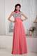 Watermelon Empire Spaghetti Straps Sequin and Beading Prom Dress