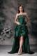 Elegant Green Strapless High-low Prom Dress with Beading