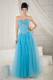 Popular Sweetheart Long Beaded Decorate Prom Dress in Aqua Blue