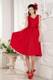 V-neck Red Knee-length Hand Made Flowers Prom Dress Under 100