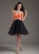 Orange Red and Black A-line Mini-length Appliques Prom Dress