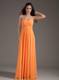 Orange Sweetheart Ruching Empire Lace-up Long Prom Dress