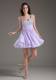 Sweet A-Line Straps Mini-length Lilac Beaded Dress for Prom