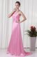 Brand new Column One Shoulder Brush Train Pink 2016 Evening Dress with Criss Cross