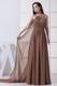 Beading and Ruching Brown Watteau Train Prom Dress