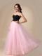 Sweetheart A-line Organza Floor-length Prom Dress in Black and Light Pink