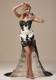 Front Short Back Long Sweetheart White Prom Dress with Black Lace Hemline