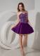 Hot Sale Eggplant Purple Mini-length Prom Dress with Sequins