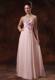 Flowers and Beading Decorate On Baby Pink Chiffon Prom Dress of Floor-length